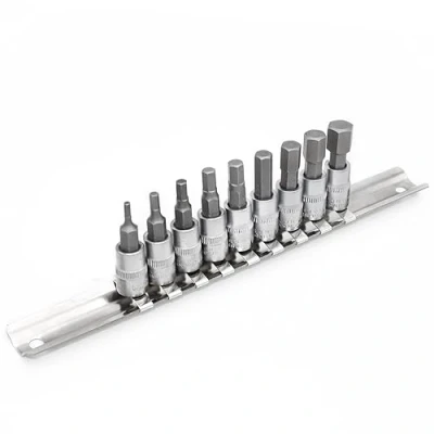 Image of DAKCOS Hex Bit Socket Set 1/4&quot; Drive 9 Pieces Allen Key SAE Imperial 3/32&quot; 3/8&quot; S2 Alloy Steel and CR V