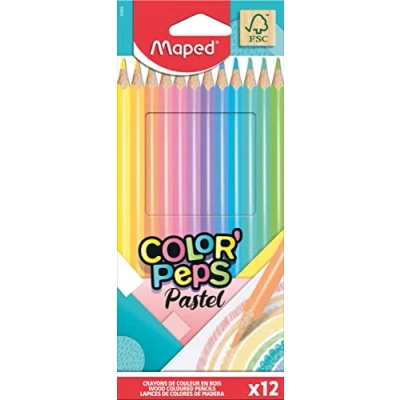 Image of Maped Pastel Colouring Pencils (Pack of 12), multicolor, 832069
