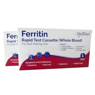 Image of 2 x Iron Deficiency Test Kit Ferritin Self Testing Blood Anaemia