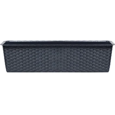 Image of Prosperplast Plant Pot with Stand Rattan Look Plastic Anthracite 6.3 L