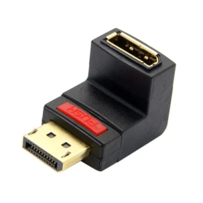 Image of CY DP DisplayPort Male 90 Degree Up Angled to Female Extension Adapter Converter Black