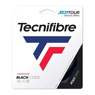 Image of Tecnifibre Blackcode Tennis String 1.28mm Black 12m Set