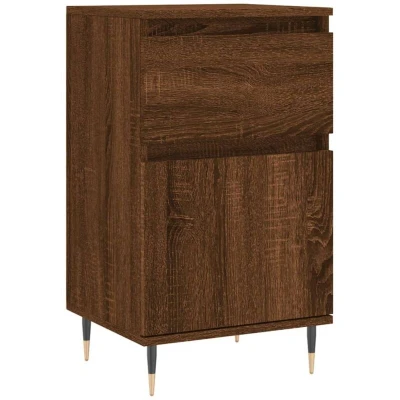 Image of vidaXL Modern Brown Oak Sideboard in Engineered Wood with Metal Legs Compact 3 Drawer Organiser Cabinet for Living Room
