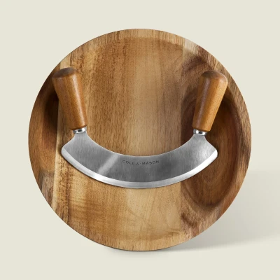 Image of Ashden Acacia Mezzaluna Hachoir Herb &amp; Chopping Board