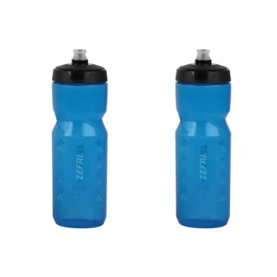 Image of ZEFAL Pack Sense Soft 80 Bicycle and Mountain Bike Bottles Set of 2 Odourless Sports BPA Free Water Bottle Silicone Teat Transparent Blue, x 800 ml