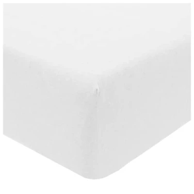 Image of Sleepdown Jersey Melange White Fitted Sheet Warm Cosy Easy Care Plain Yarn Dyed Bedsheet Bed Linen Single (90cm x 190cm), Polycotton