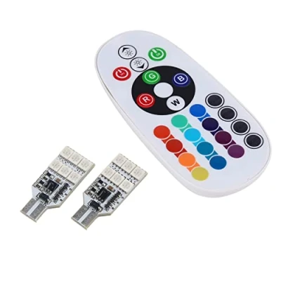 Image of Fydun 2 Pack Multi Color RGB LED Car Interior Light Bulbs T10 168 194 2825 W5W with 16 Colors &amp; Remote Control, Map Dome Replacement for Car, Truck, Motorcycle, Scooter, RV, Boat Super Bright