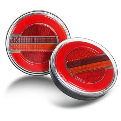 Image of Qiping LED Trailer Lights,Truck Car RV Round Tail Light Illumination,12/24V DC Taillights Set With E9 Tested