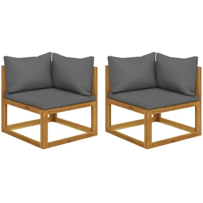Image of vidaXL Sectional Corner Sofas 2 pcs with Cushions Solid Wood Acacia