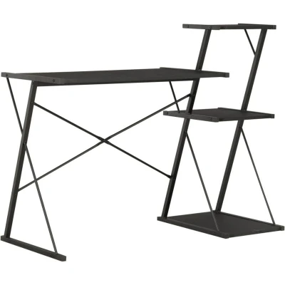 Image of vidaXL Desk with Shelf Black 116x50x93 cm