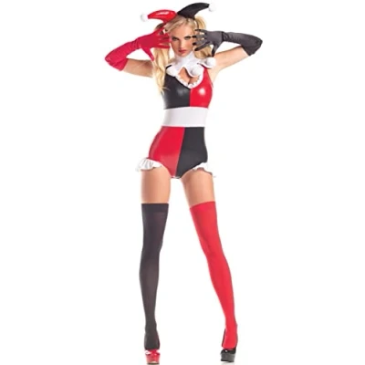 Image of Ladies Harlequin Costume Jester Halloween Adults Clown Fancy Dress Womans Outfit (Womens:Large)