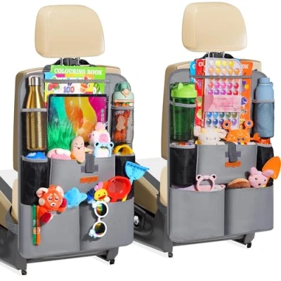 Image of SURDOCA Car Organiser Seat 4th Generation Enhanced Back for up to 11 inch Tablet Holder, 8 Pockets, Kids Toy Storage, Water Proof Protector