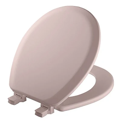 Image of Mayfair Molded Wood Toilet Seat with Easy Clean &amp; Change Hinges and STA TITE Fastening System, Round, Pink, 41EC 023