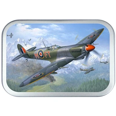 Image of SPITFIRE 50ml, 1oz SILVER HINGED TOBACCO TIN,PILL BOX,STORAGE TIN