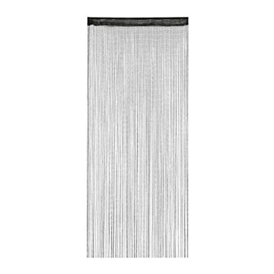 Image of Relaxdays String Curtain, can be Shortened, for Doors &amp; Windows, Decorative, Washable, Sparkling, HxW: 90x245 cm,Black