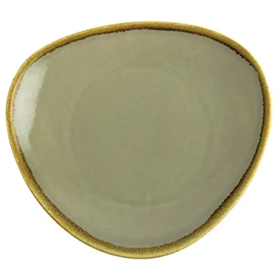 Image of Olympia Kiln Triangular Plate Moss 280mm 11 Rimmed Kitchen Serving Tableware 4pc