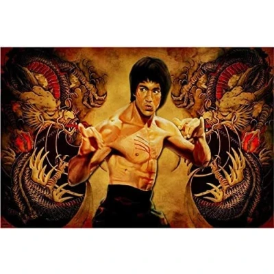 Image of TNXEV 5D DIY Diamond Painting Kits for Adults Full Drill, Bruce Lee Art by Number Kit Crystal Rhinestone Embroidery Cross Stitch Arts Craft Office Room Decoration 40x50cm