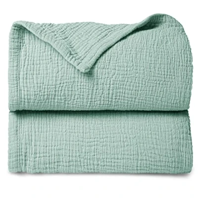 Image of Lulu moon Muslin Baby Blanket Cotton Quilt Blankets for Toddlers Reversible Nursery Crib Boys and Girls 47&quot;x47&quot;（Sage）