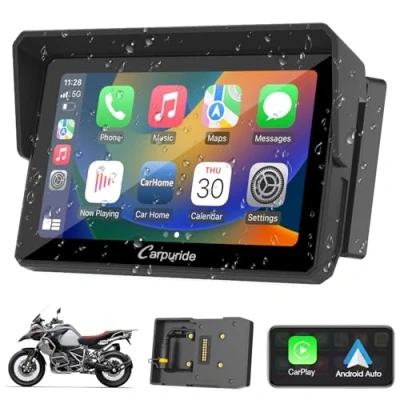 Image of Carpuride w502B Motorcycle Carplay Screen for BMW R1200GS R1250GS S1000XR Motorcycle, 5 inch Waterproof Touchscreen, Portable Carplay/Android Auto GPS Navigation Motorbike, Dual Bluetooth
