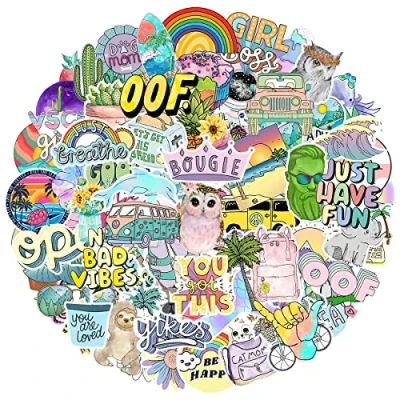 Image of MARSFORCE Vsco Tumblr Aesthetic Stickers, Gift for Kids Teen Adult, Lovely Waterproof Vinyl Decals Laptop Water Bottles Skateboard Bike Car Helmet Travel Luggage Guitar Phones DIY Party [100 PCS]