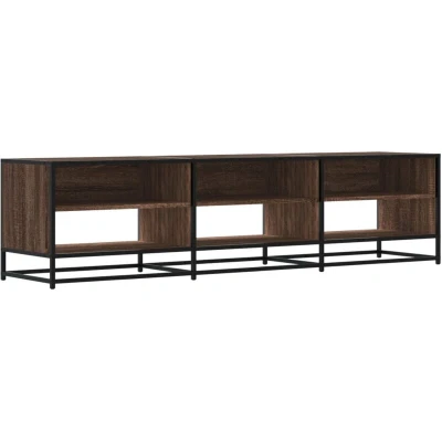 Image of vidaXL TV Cabinet Stand Media Unit Brown Oak Engineered Wood 6 Shelves Industrial Metal Frame 180x40x46 cm for Living Room/Bedroom