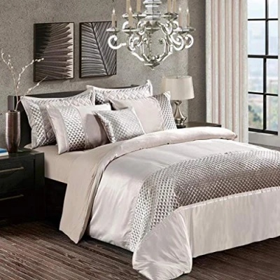 Image of swift 3 Piece Fancy Duvet Cover Sequin Bedding Set with Pillowcase Silky Glittery Velvet (Mink, Double)