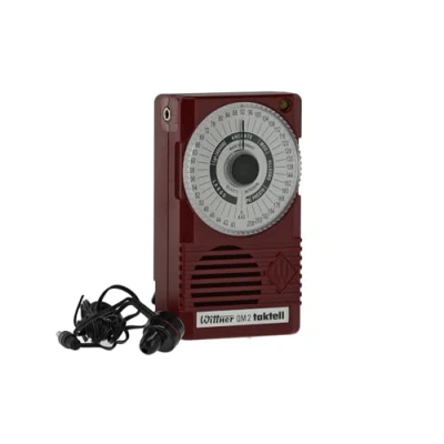 Image of Wittner Taktell Quartz QM 2 Series 861 Plastic casing, ruby red 40 208 beats/minute 39 tempo positions With concert pitch a1 = 440 Hz Battery (9 Volt) and earphones included