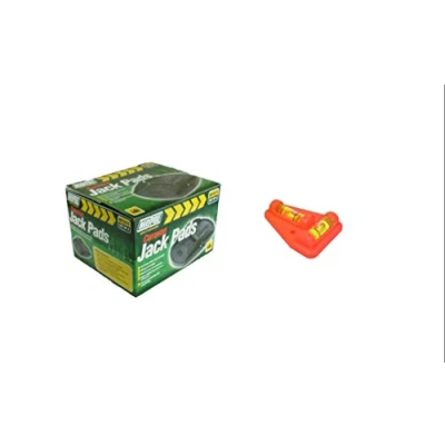 Image of ASC Caravan Jack Pad Corner Steady Support Pads (Pack of 4) Black with Spirit Level