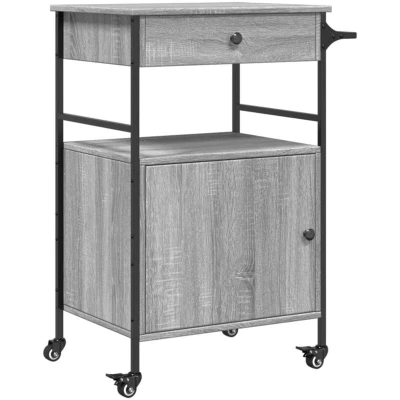 Image of vidaXL Kitchen Trolley Grey Sonoma 56x43x89.5 cm Engineered Wood