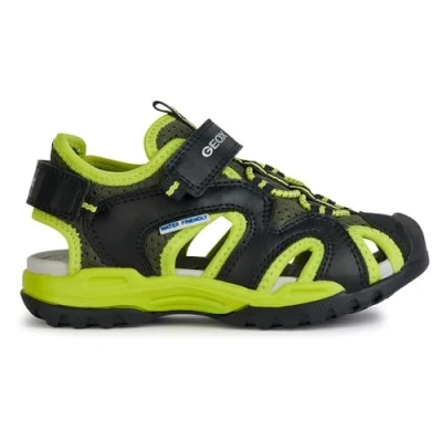 Image of Geox J Borealis BOY C Sandal, Black/Yellow, 4.5 UK