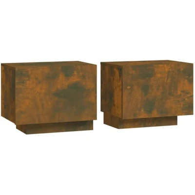 Image of vidaXL Bedside Cabinet Smoked Oak 100x35x40 cm Engineered Wood