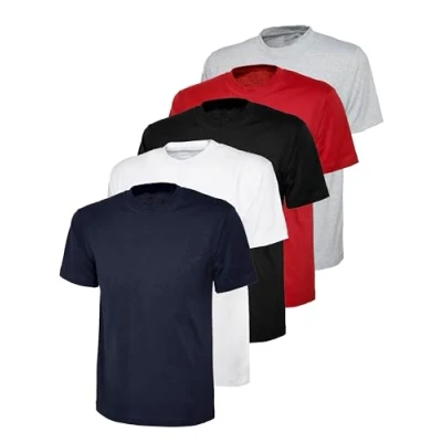 Image of BRAND KRUZE Womens T Shirt Casual Cotton Regular Fit Plain Tee Crew Neck Top Short Sleeve KZLTS141 Tshirt Gry/BLK/NVY/WHT/RED S (5 Pack)