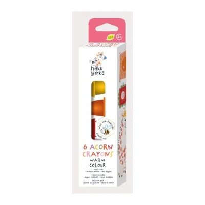 Image of Haku Yoka 6 Acorn Crayons Warm Theme, Super Durable and Easy to Grip Mess Free for Ages 2+, Natural Beeswax &amp; Organic Mineral, Certified Safe