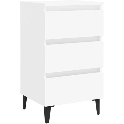 Image of vidaXL Bed Cabinet with Metal Legs White 40x35x69 cm