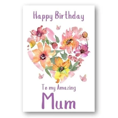 Image of Second Ave Mum Flower Heart Cute Happy Birthday Card Greetings For Her