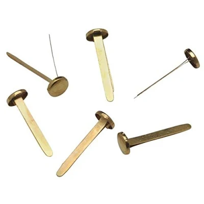 Image of Pack of 50 x Split Pins Paper Fasteners 20mm Office Stationery Arts Crafts (Gold)