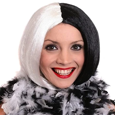 Image of Evil Dog Lady Cruella Wig Style Perfect for Teacher World Book Day School Week Halloween Character Fancy Dress Accessory Pack Of 1