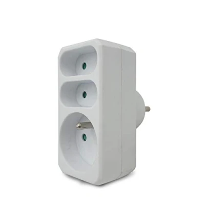 Image of Velamp ADAT FR 3 Power Strip Outlets, Front, 16 A+2 x 6 A, White, White