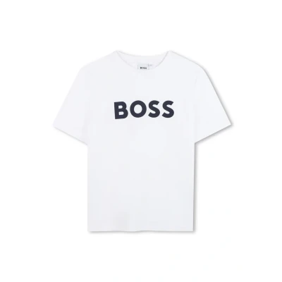 Image of BOSS Kidswear Short Sleeves TEE Unisex Print Tshirt for kids, Size: 6y, White