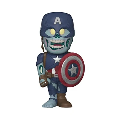 Image of Funko Vinyl SODA, Marvel, What If? Zombie Captain America, Glow In the Dark, 1/6 Odds for Rare Chase Variant, Marvel Comics, Collectable Figure, Gift Idea, Official Merchandise