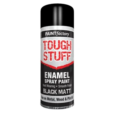 Image of AlezyB 1 x Enamel Black Matt 400ml Tough Stuff Hard Wearing Smooth Aerosol for Metal Wood Plastic
