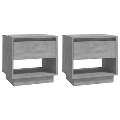 Image of vidaXL 2x Bedside Cabinets Concrete Grey Engineered Wood Nightstand Table