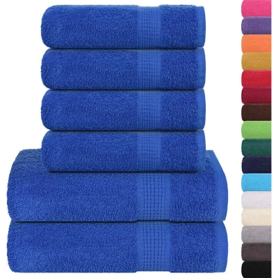 Image of vidaXL 6 Piece Towel Set Blue 360 gsm 100% Cotton
