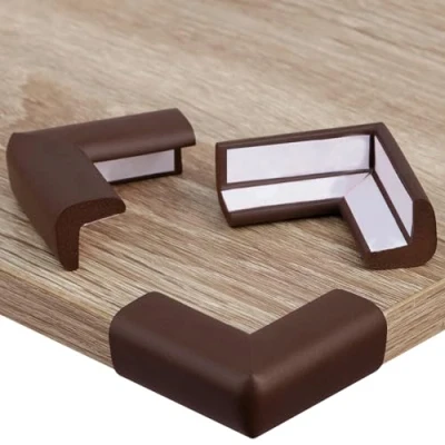 Image of Hoffenbach Baby Corner Protectors 12x Child Safety Table Edge Guards Self Adhesive Cushion Bumpers No BPA, Tested for Harmful Substances Brown