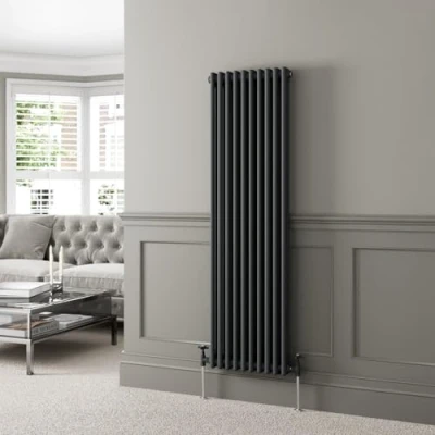 Image of DuraTherm® 1600 x 470mm Anthracite Grey Traditional Vertical Designer Radiator Double Column Colosseum Cast Iron Style Central Heating Panel Radiators Rad
