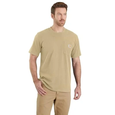 Image of Carhartt Men&#039;s K87 Pocket S/S T Shirt Work Utility, Beach Heather, XS