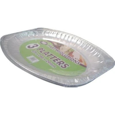 Image of PPS 3 x Aluminium Platter TRAY 44cm 29cm Disposable foil Catering Serving Dish