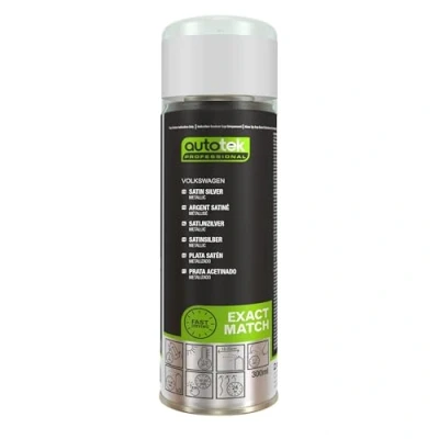 Image of Autotek Professional Exact Match Car Spray Paint, Volkswagen Satin Silver Metallic Aerosol 300 ml