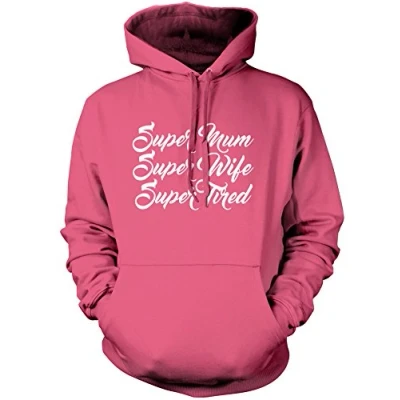 Image of Super Mum Wife Tired Unisex Hoodie Pink X Large