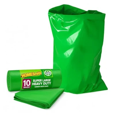 Image of HOMESmith Large Heavy Duty Garden Sacks Builders and DIY Choice Rubble Bags Pack of 10, Green